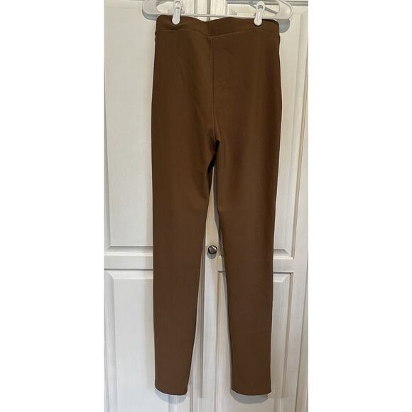 ZARA FRONT SPLIT Hem RIBBED LEGGINGS Size Large Women’s Camel Edgy Classic - Picture 6 of 9